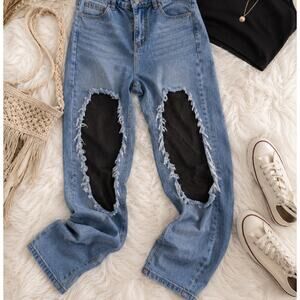 Encore Jeans Distressed With Black Underlay Juniors Size 3